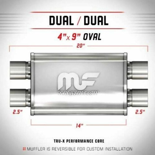 ◇muwm◇ Reversible Check Muffler (Gray Ivory) MAGNAFLOW 11386 High Flow Muffler Oval 4x9x14
