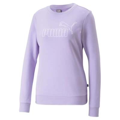 

Puma Essentials Elevated Crew Neck Sweatshirt Womens Purple Casual Athletic Oute, Фиолетовый, Puma Essentials Elevated Crew Neck Sweatshirt
