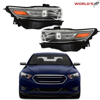 For 2013 2014 2015 2016 Ford Taurus Halogen W/Gray Trim Projector Headlight Pair