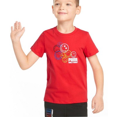 Puma Smileyworld X Graphic Crew Neck Короткие рукава TShirt Молодежные мальчики Red Casual T