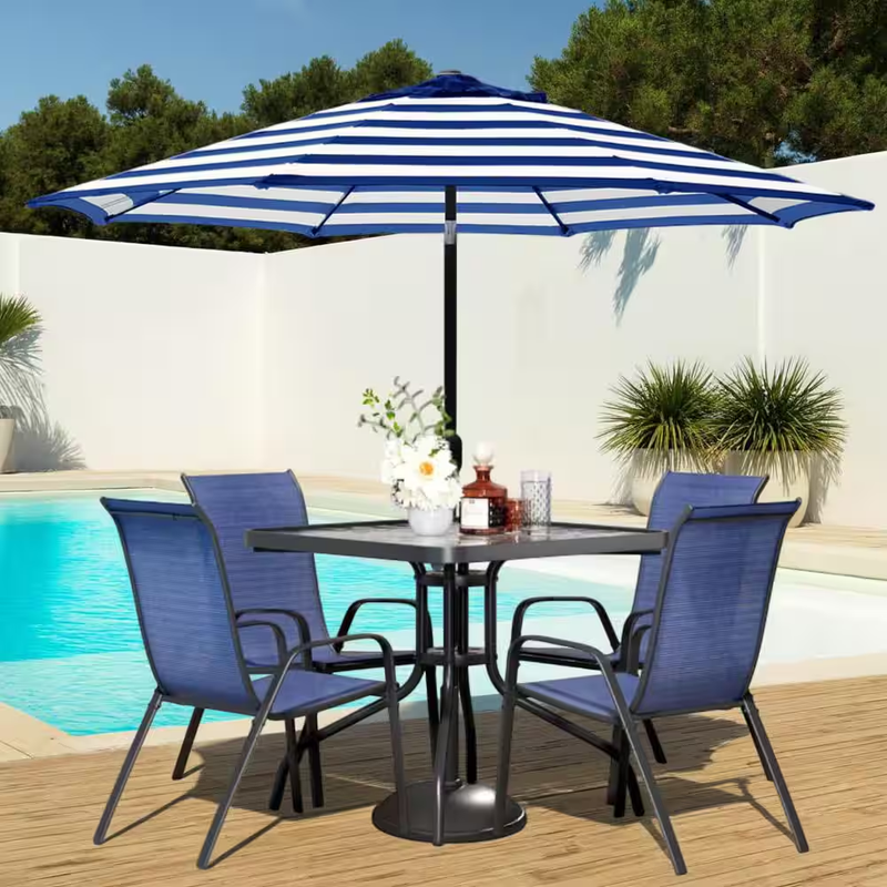 Patio Umbrella 9 Foot Outdoor Market Umbrella Tilt Crank Steel Frame Canopy