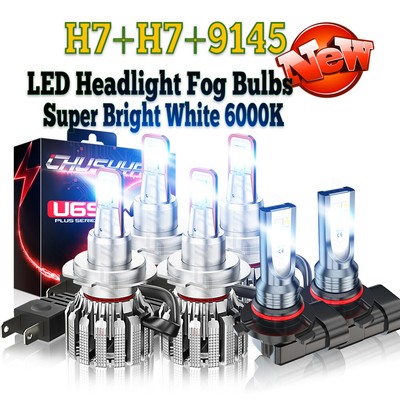 For Chrysler Crossfire 2004-2008 3Pair H7 9006 LED Headlights & Fog Light Bulbs