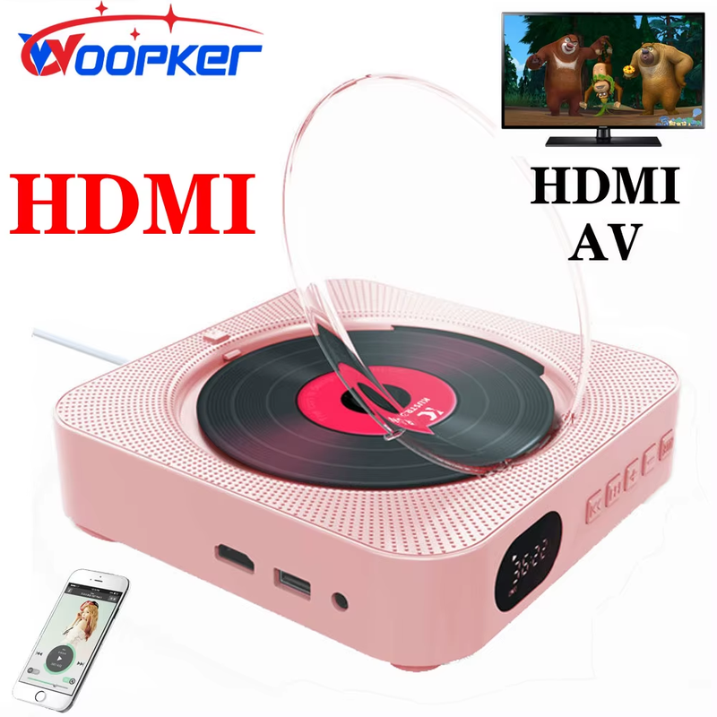 HDMI DVD Player VCD Player CD Music Player Bluetooth 5.0 Built-in Speaker Suppor