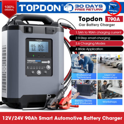 TOPDON Tornado 90000 Professional Auto Car Battery Charger Maintainer Trickle US
