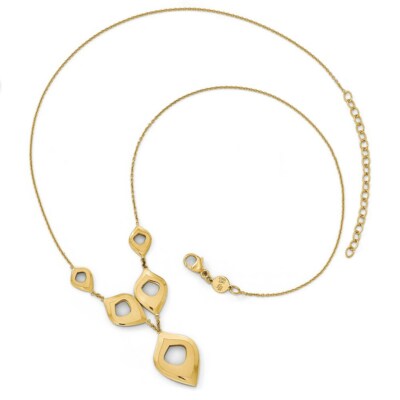 Pre-owned Superdealsforeverything Real 14kt Yellow Gold Polished And Brushed W/2in Ext. Necklace