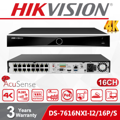 Hikvision Original 16Channel 16POE AcuSense 4K 12MP AI NVR DS-7616NXI-I2/16P/S