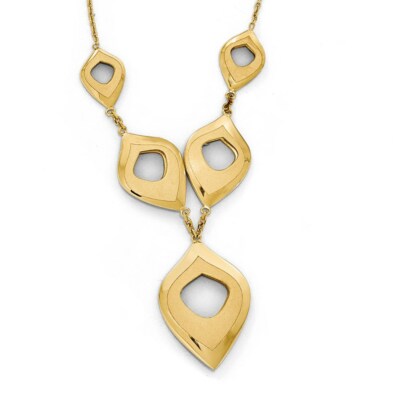 Pre-owned Superdealsforeverything Real 14kt Yellow Gold Polished And Brushed W/2in Ext. Necklace