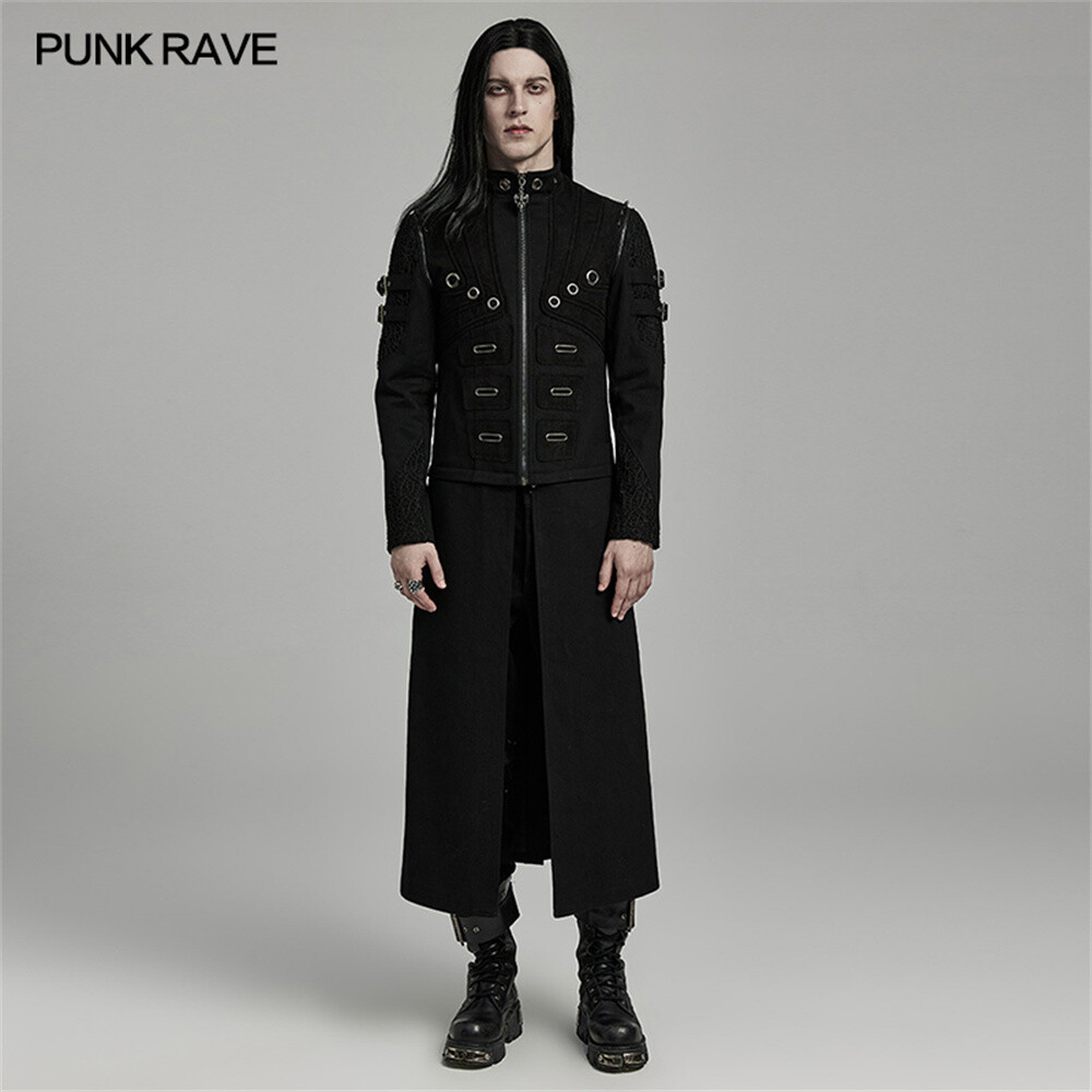Pre-owned Punk Rave Men Steampunk Detachable Gothic Jackets Motorcycle Visual Coat Vests In Black