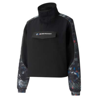 

Puma Bmw Mms Street Graphic Half Zip Jacket Womens Black Casual Athletic Outerwe, Черный, Puma Bmw Mms Street Graphic Half Zip Jacket