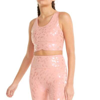

Puma Mid Impact Forever Luxe Graphic Sports Bra Women Pink Casual 52093924, Розовый