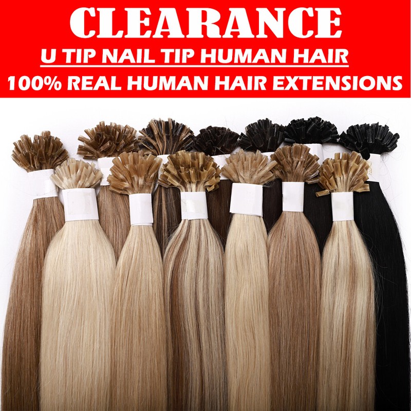 100% Real Remy Hair Keratin Pre Bonded Nail U Tip Glue Human Hair Extensions US
