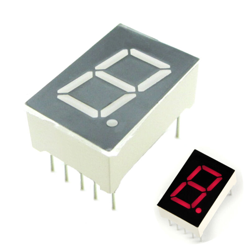 10 × Red 7 Segment 0.5" Inch LED Single Digit Display Common Anode 1 Bit 10-Pins