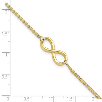 Pre-owned Superdealsforeverything Real 10kt Yellow Gold Polished Infinity Chain Bracelet; 7.5 Inch; Lobster Clasp