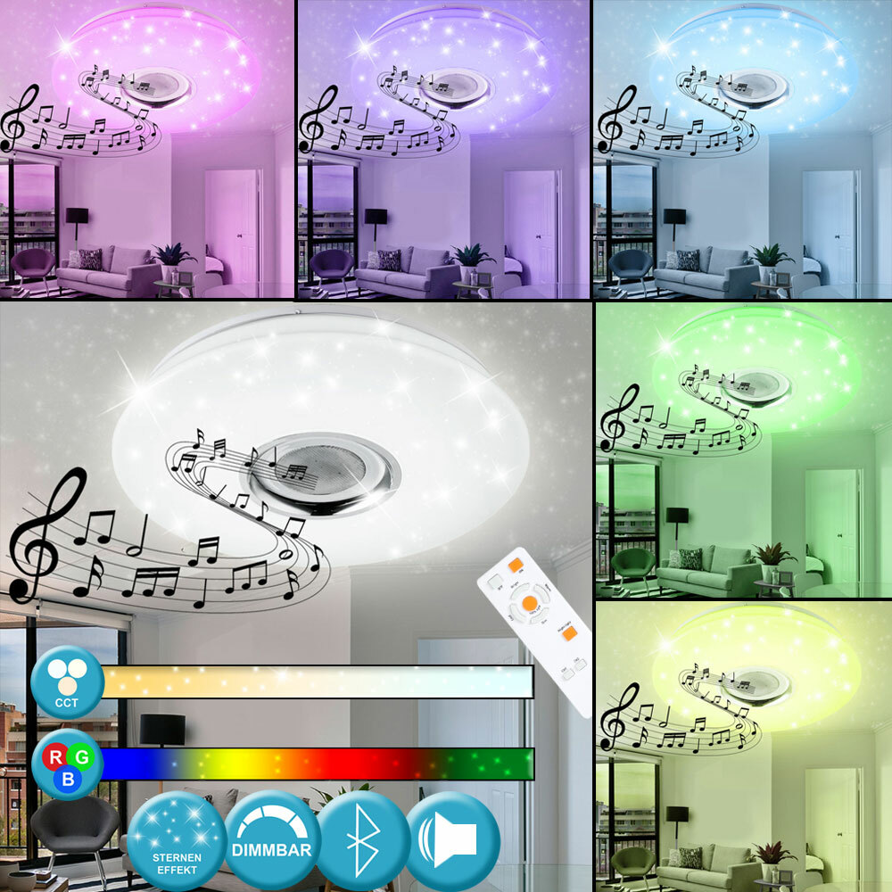 LED Design Decken Lampe Bluetooth Musik Lautsprecher RGB Sternen-Himmel Leuchte
