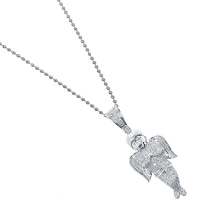 Pre-owned Usdiamondking Men's Ladies Real .90ct Genuine Diamond Angel Pendant Necklace Chain In H-i