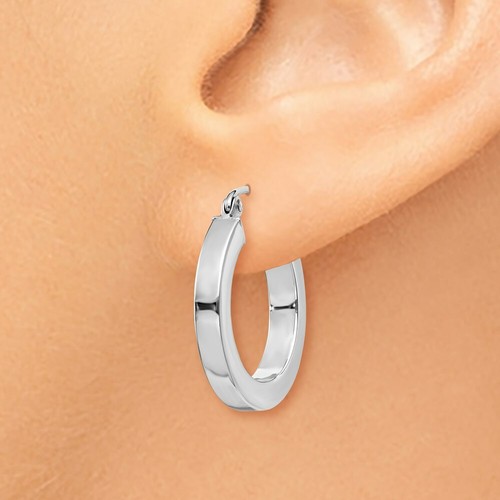 Pre-owned Goldia Jewelry Women's Earrings 14k White Gold Square Tube Rhodium Plated Hoop, 20 Mm