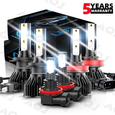 Para For Hyundai Santa Fe 2013 2014 2015 2016 Kit de faros LED +luces antiniebla