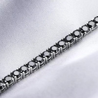 9Ct Round Lab Created Black White Diamond Tennis Bracelet 14K White Gold Plated