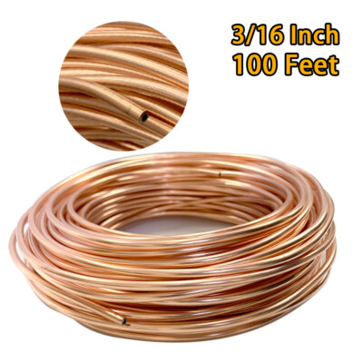 100 Foot Copper+Iron Brake Line Tubing Kit 3/16 OD Coil Roll  Universal