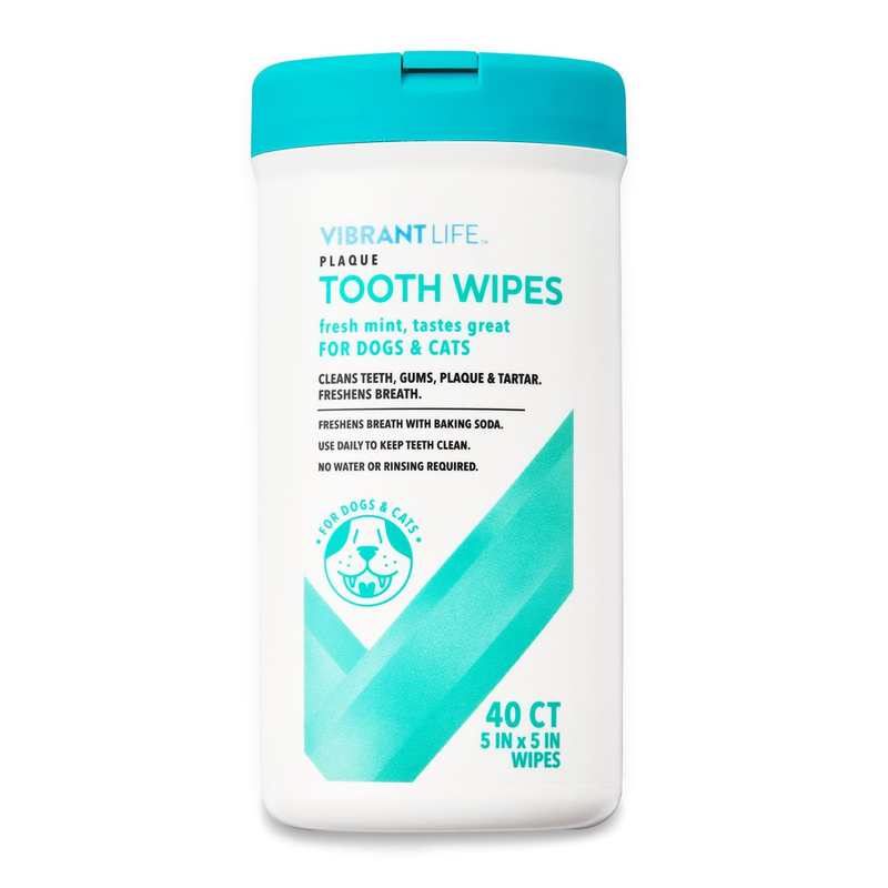 Vibrant Life Plaque Tooth Wipes for Cats & Dogs, 40 Count (In Stock) Fast Shippi