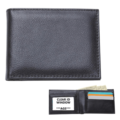 Mens Black Solid Genuine Leather BIFOLD WALLET Slim Credit Card...