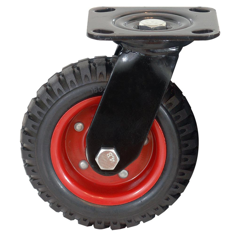POWERTEC Wheel Caster Swivel Knobby Threaded Heavy Duty Industrial Caster 8 Inch