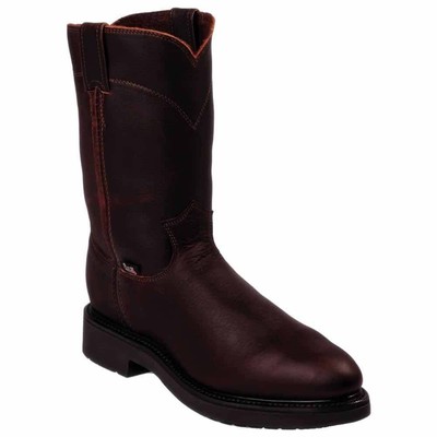 

Оригинальные рабочие ботинки Justin, мужские рабочие ботинки со стальным носком, размер 6, 3E, рабочая безопасность, Коричневый, Justin Original Workboots Conductor Steel Toe Pull On