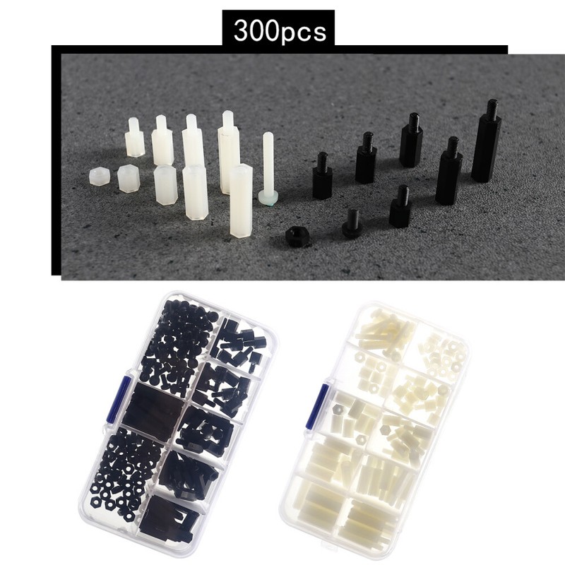  300 Pcs Entretoises Hexagonales Nylon ÃCrou Kit Assorti De Noix Vis Assorties
