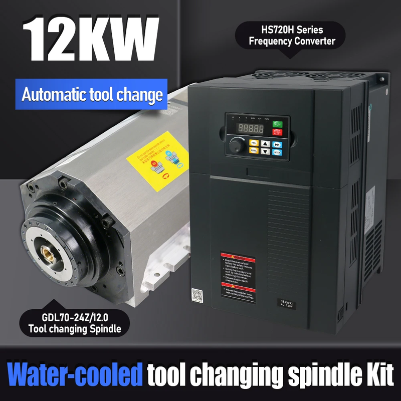 12kw ATC Spindle Motor HSK63F Hydrocooling 8.5Nm13500-24000rpm Five axis water-c
