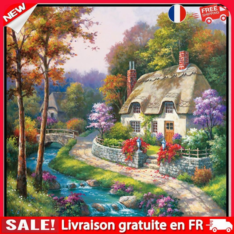 Diy Rhinestone Bead Round Diamond Painting 5d Mosaic (B2277 Bridge House)