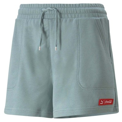 

Puma Cc X High Waisted Drawstring Shorts Женские синие повседневные спортивные штаны 536, Синий, Puma Cc X High Waisted Drawstring Shorts