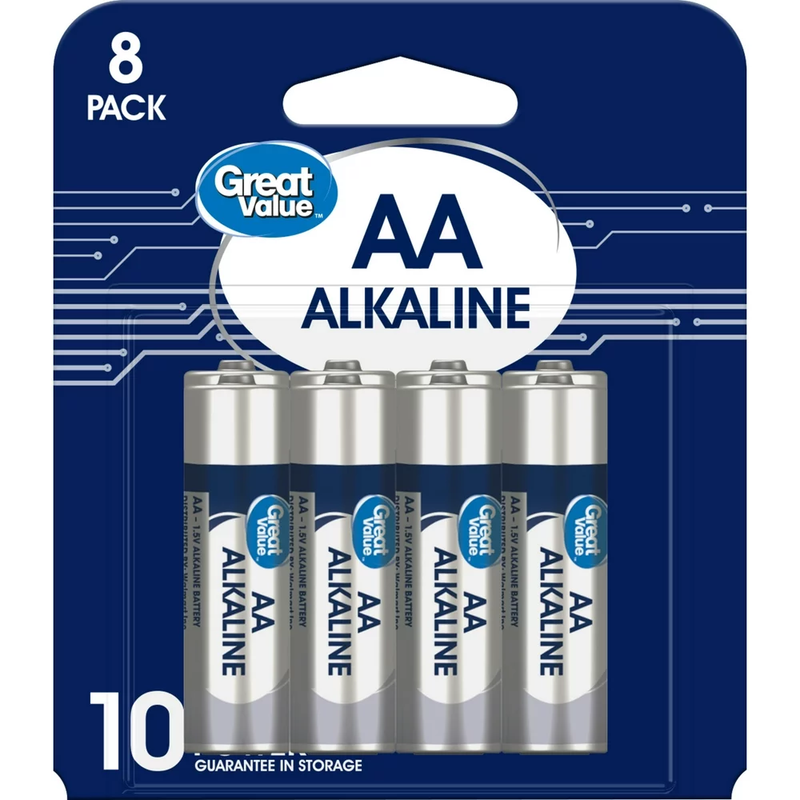 Great Value Alkaline AA Batteries (8 Pack)