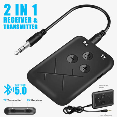 Rechargeable Bluetooth Transmitter Receiver Wireless Audio 3.5mm Jack Adapter US