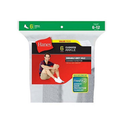 

Мужские носки Hanes® Big - Tall с подушечкой до щиколотки, 6 шт., Белый