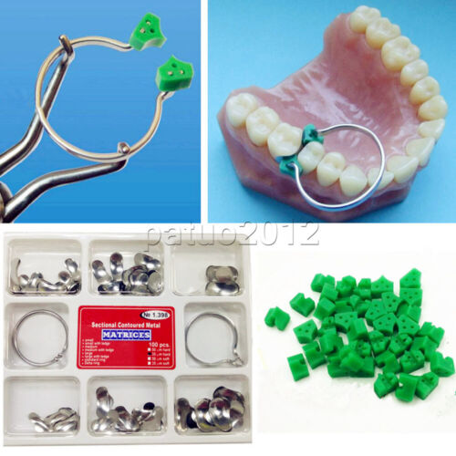 Dental 100 Pcs Sectional Contoured Matrices Matrix Ring Delta & 40 Add-On Wedges