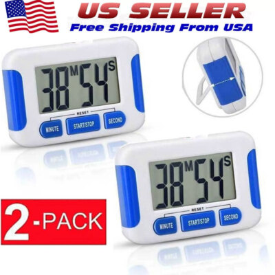 2pcs Digital Kitchen Timer Magnetic Cooking LCD Large Count Down Clear Alarm Egg