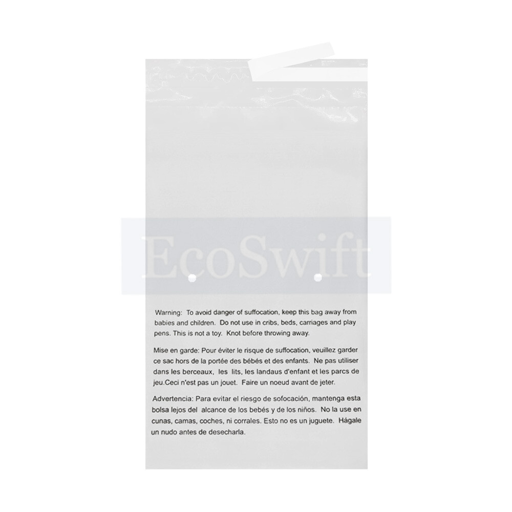 1-10000 6x9 EcoSwift Self Seal Suffocation Warning Clear Poly Bags Free Shipping