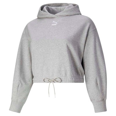 

Puma Classics Cropped Pullover Hoodie Женская серая повседневная верхняя одежда 53781704, Grey