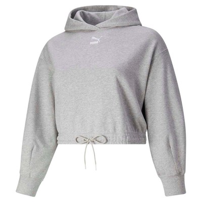 Puma Classics Cropped Pullover Hoodie Женская серая повседневная верхняя одежда 53781704