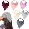 6 Pack Hair Scarf Headband for Women - Elastic Hair Kerchief Large Boho Triangle Bandana Head Scarf with Clips Non Slip Solid Color Headbands Hair Scarves for Teen Girls