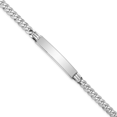 Pre-owned Superdealsforeverything Real 14kt White Gold Flat Curb Link Id Chain Bracelet; 8 Inch; Lobster Clasp