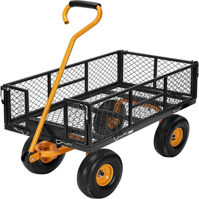 Heavy Duty Utility Yard Garden Cart Wagon STEEL Hauler Lawn Hand Truck Barrow
