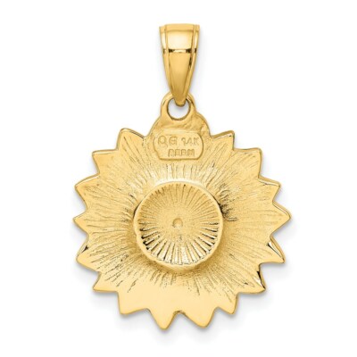 Pre-owned Superdealsforeverything Real 14kt Enameled Yellow Sunflower Pendant