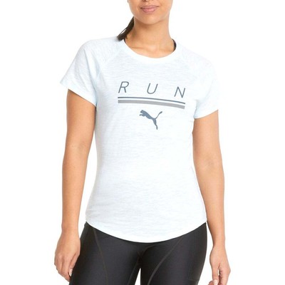 

Puma 5K Logo Футболка с коротким рукавом и круглым вырезом для бега Женские синие повседневные топы 5213, Синий
