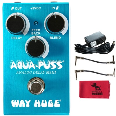 Way Huge Smalls WM71 Aqua-Puss Analog Delay MkIII Pedal w/ Power, Cables & Cloth