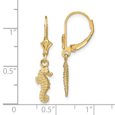Pre-owned Diamond2deal 14k Yellow Gold Seahorse Drop And Dangle Earrings For Women 1.69g
