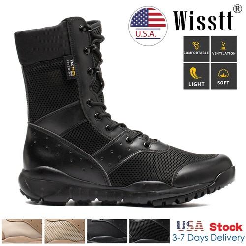 's Army Military Combat Boots Police Motorcycle Hiking Tacti