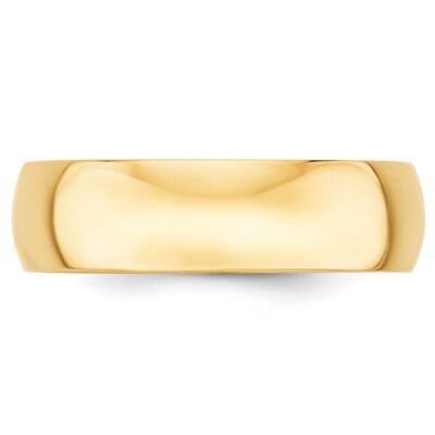 Pre-owned Diamond2deal 10k Yellow Gold 6mm Lightweight Half Round Wedding Band Size 11