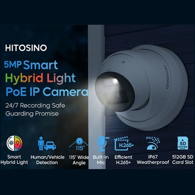 US STOCK Hikvision Compatible ColorVu 5MP Smart Hybrid Light Turret IP Camera