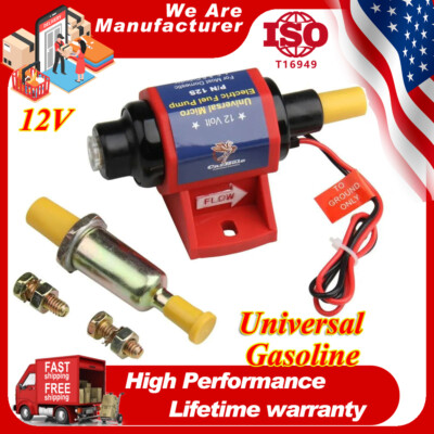 Universal Micro Electric Fuel Pump 12S Super 4-7 PSI 3/8 inch 35GPH Gasoline 12V